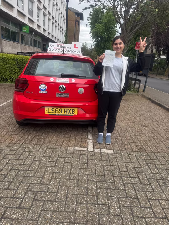 St Albans Driving School student celebrating their driving test pass